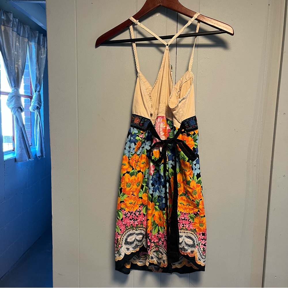 Y2K Flying Tomato Colorful Floral Embroidered Boho Babydoll Sundress Medium - Picture 9 of 12